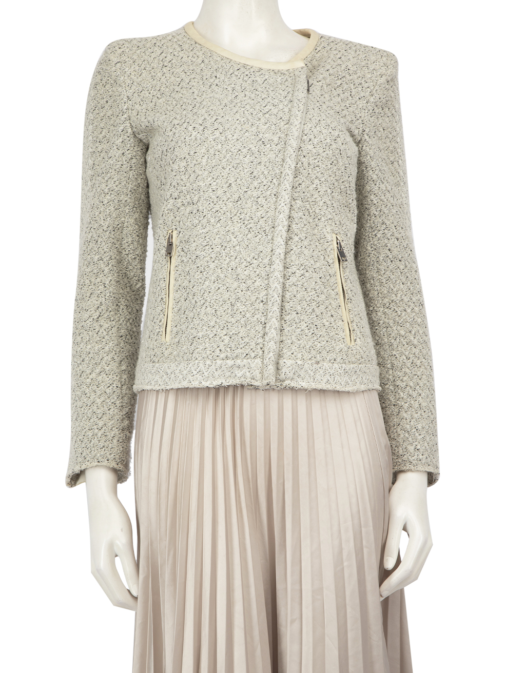 Iro Pre-Owned Grey Tweed Asymmetric Zip Jacket