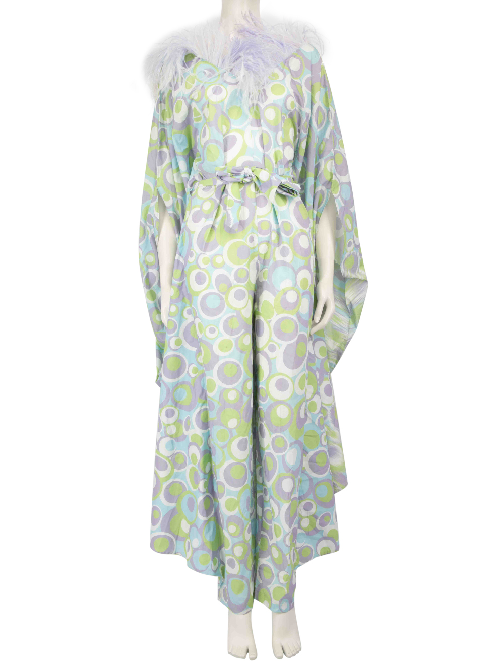 Vivetta Pre-Owned Printed Pattern Feather Trim Jumpsuit