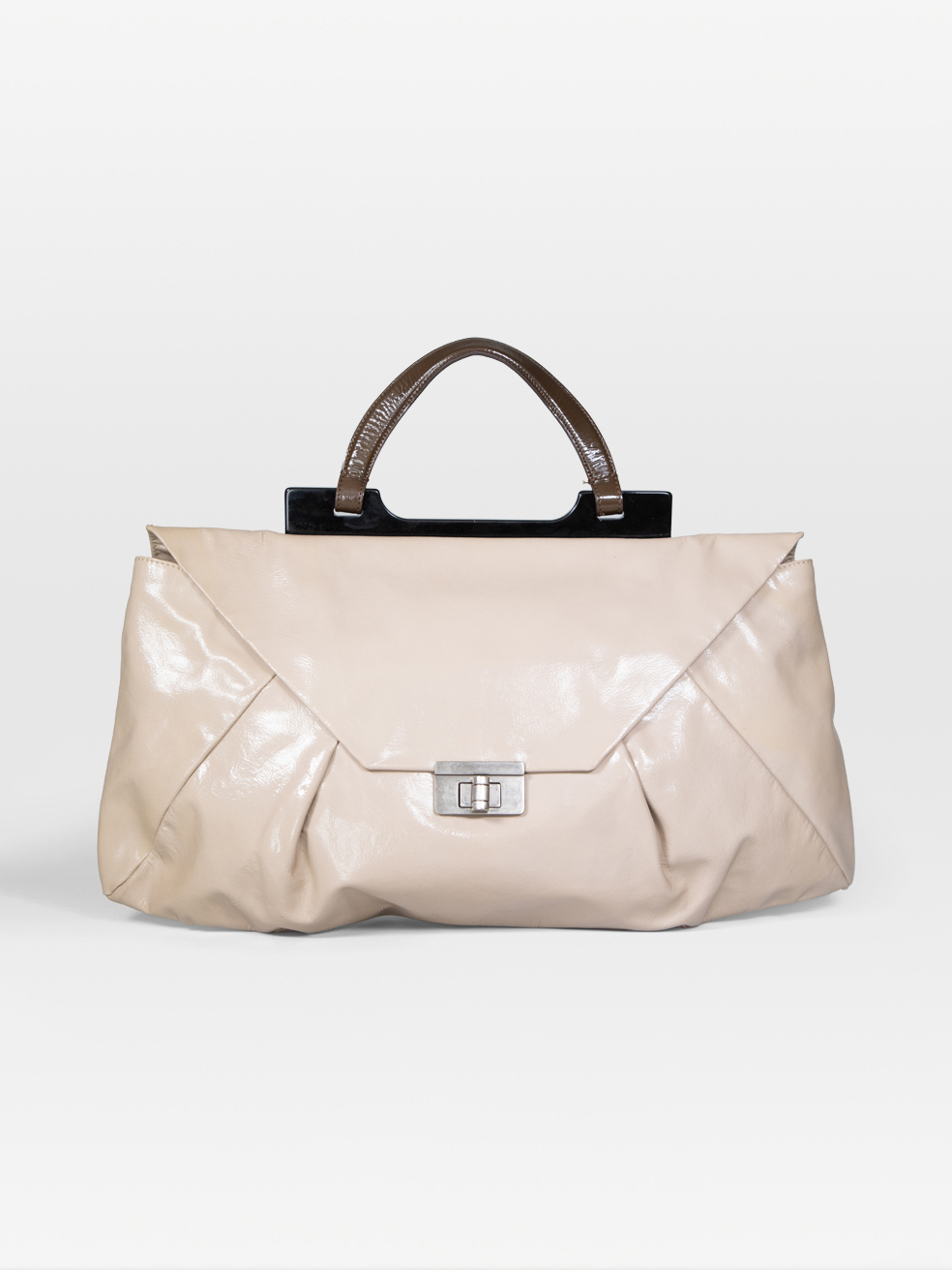 Marni Pre-Owned Beige Patent Leather Top Handle Bag
