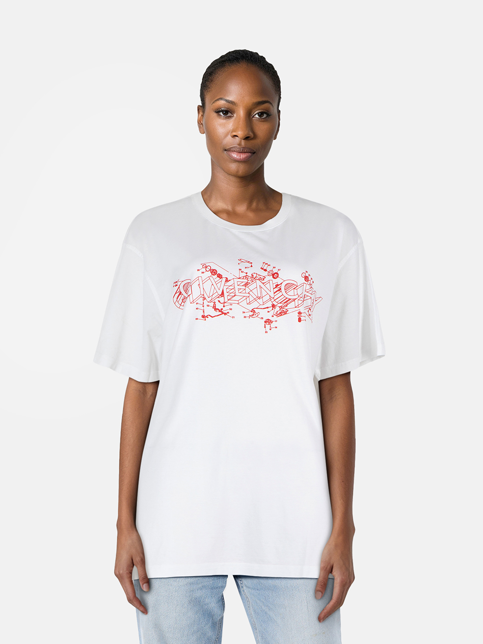 Givenchy Women's White Logo Graphic Print Top