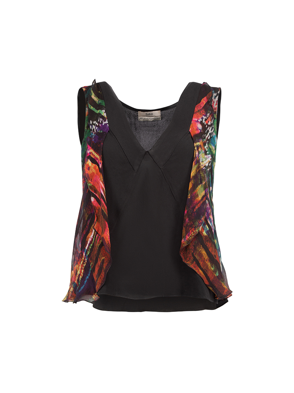 Erdem Pre-Owned Black Ruffle Panel V Neck Blouse