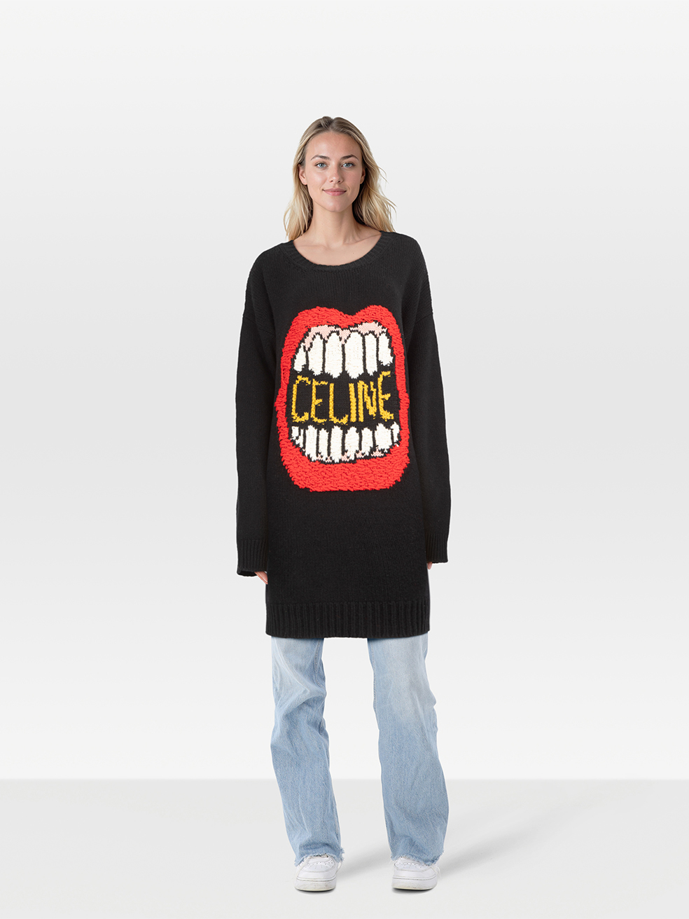Céline Black Wool Knitted Mouth Sweater