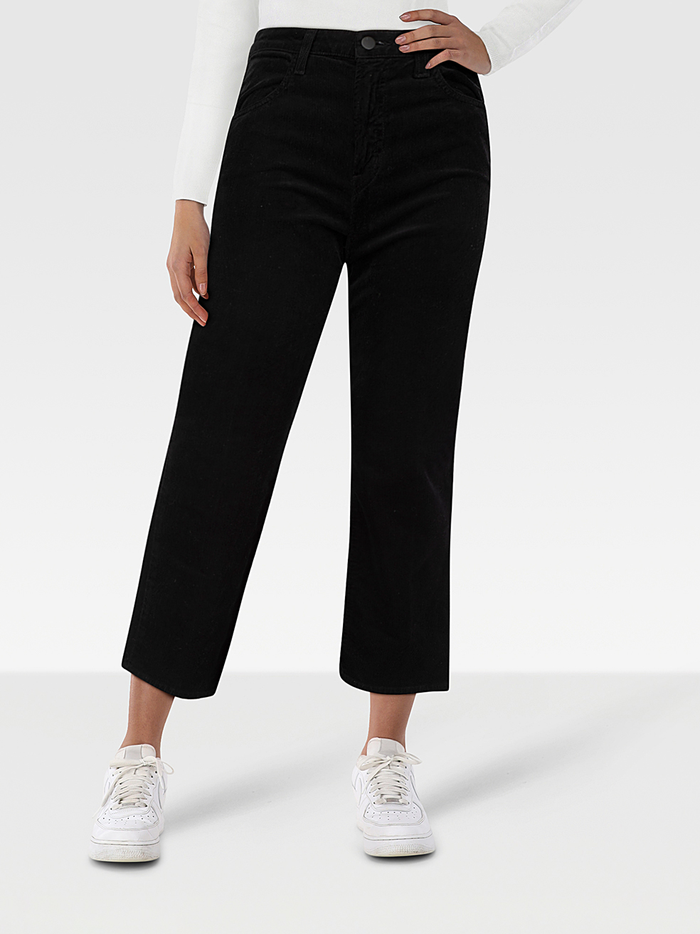 J Brand Black Corduroy Joan Crop Trousers
