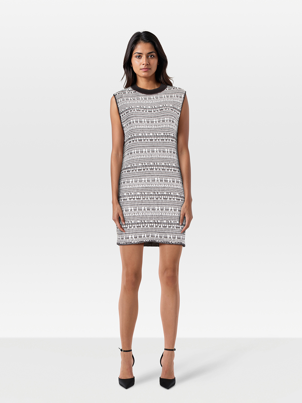 Helmut Lang Black & White Woven Detail Dress