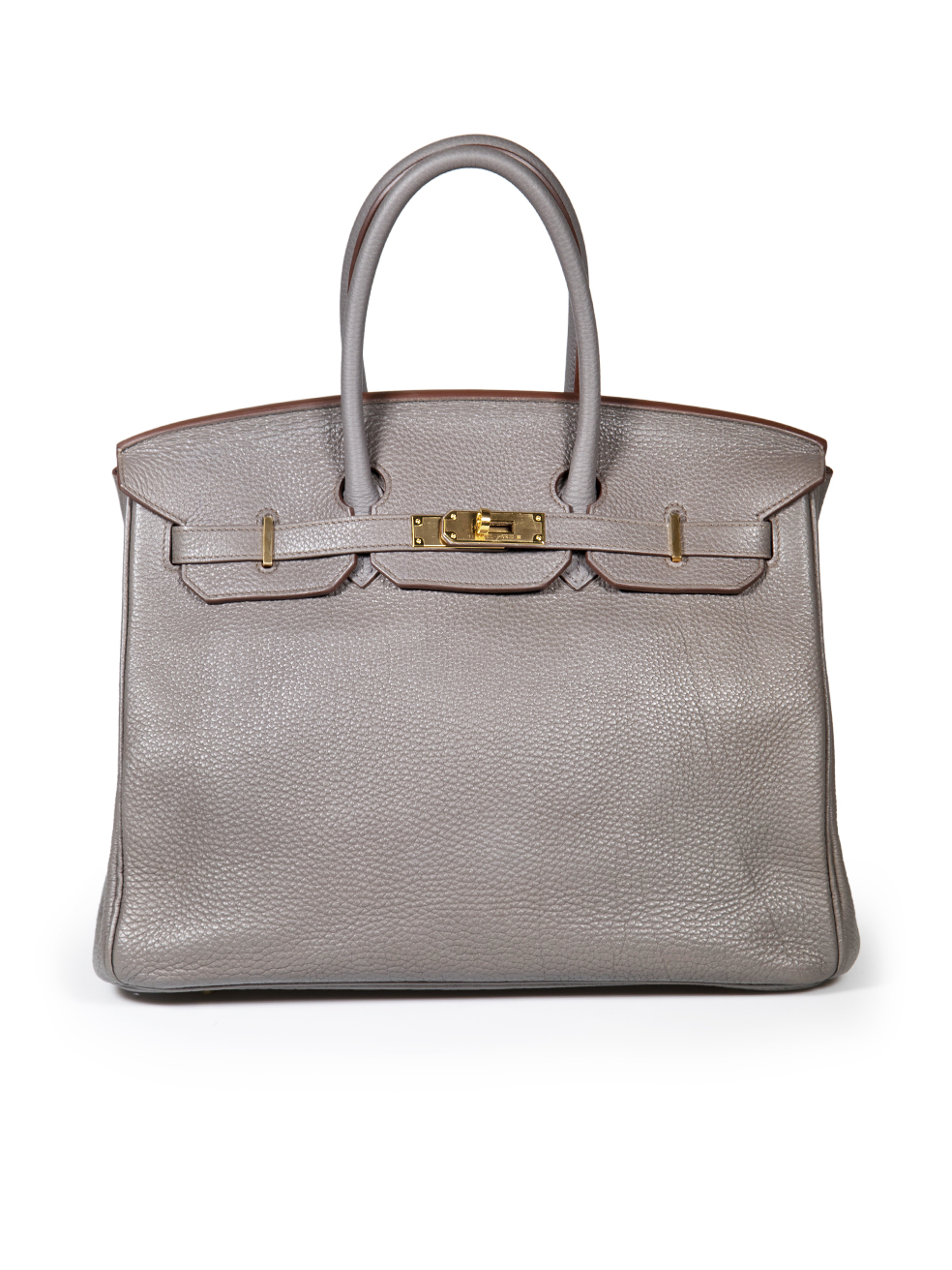 Hermès Pre-Owned 2012 Grey Leather Birkin 35 Etain Togo GHW P Stamp