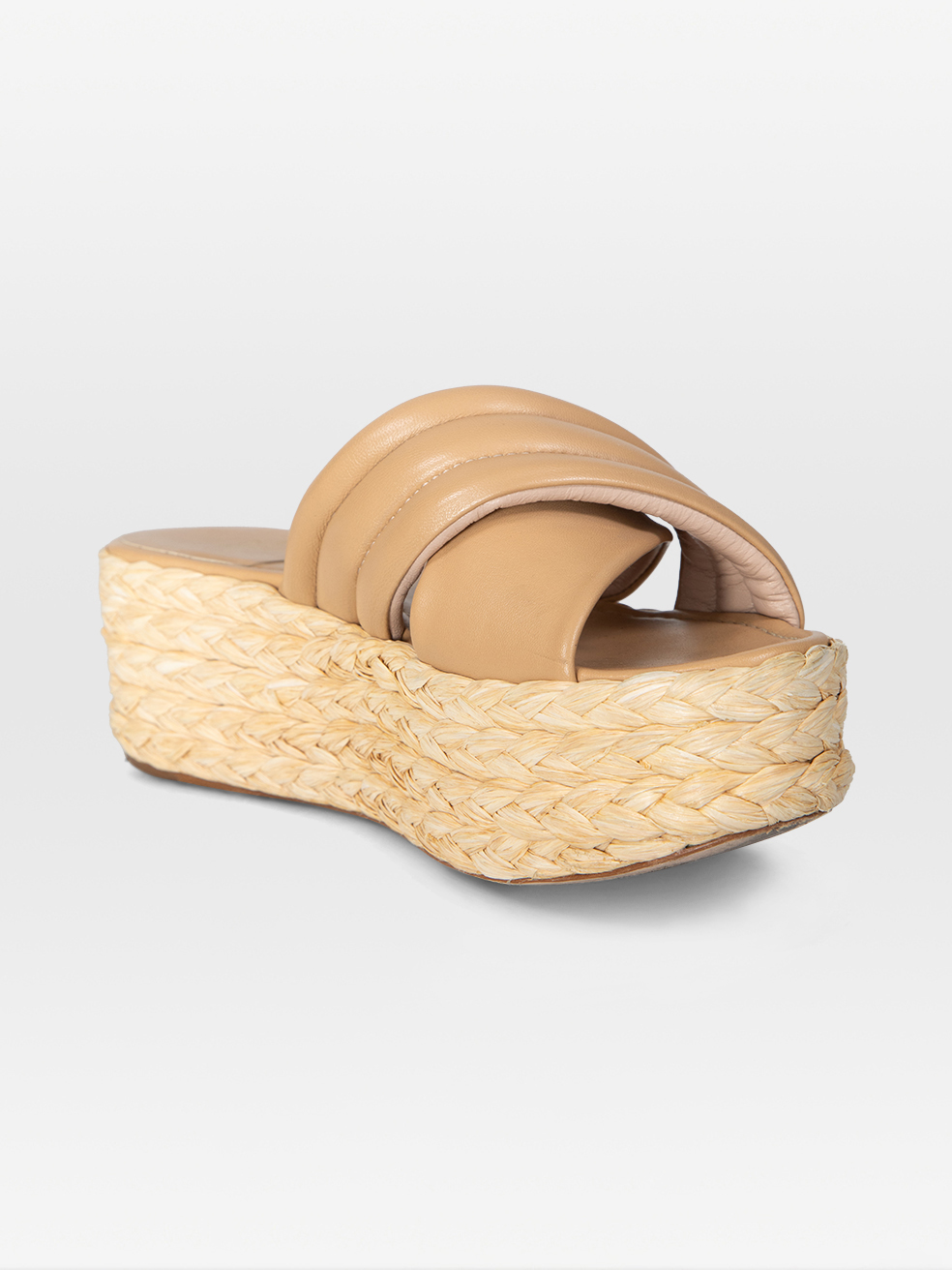 Stuart Weitzman Beige Espadrille Flatform Sandals