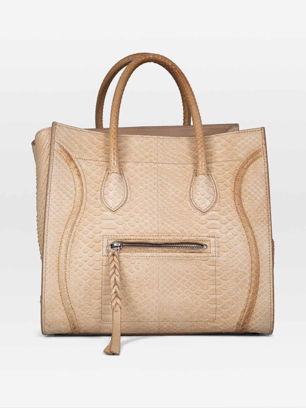 Céline Pre-Owned Beige Python Medium Luggage Phantom Bag