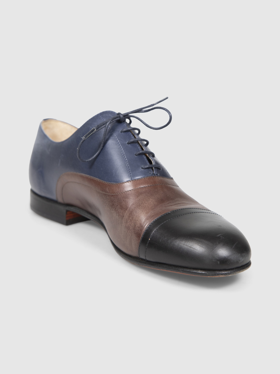 Herm�s Lace Up Panelled Leather Oxfords