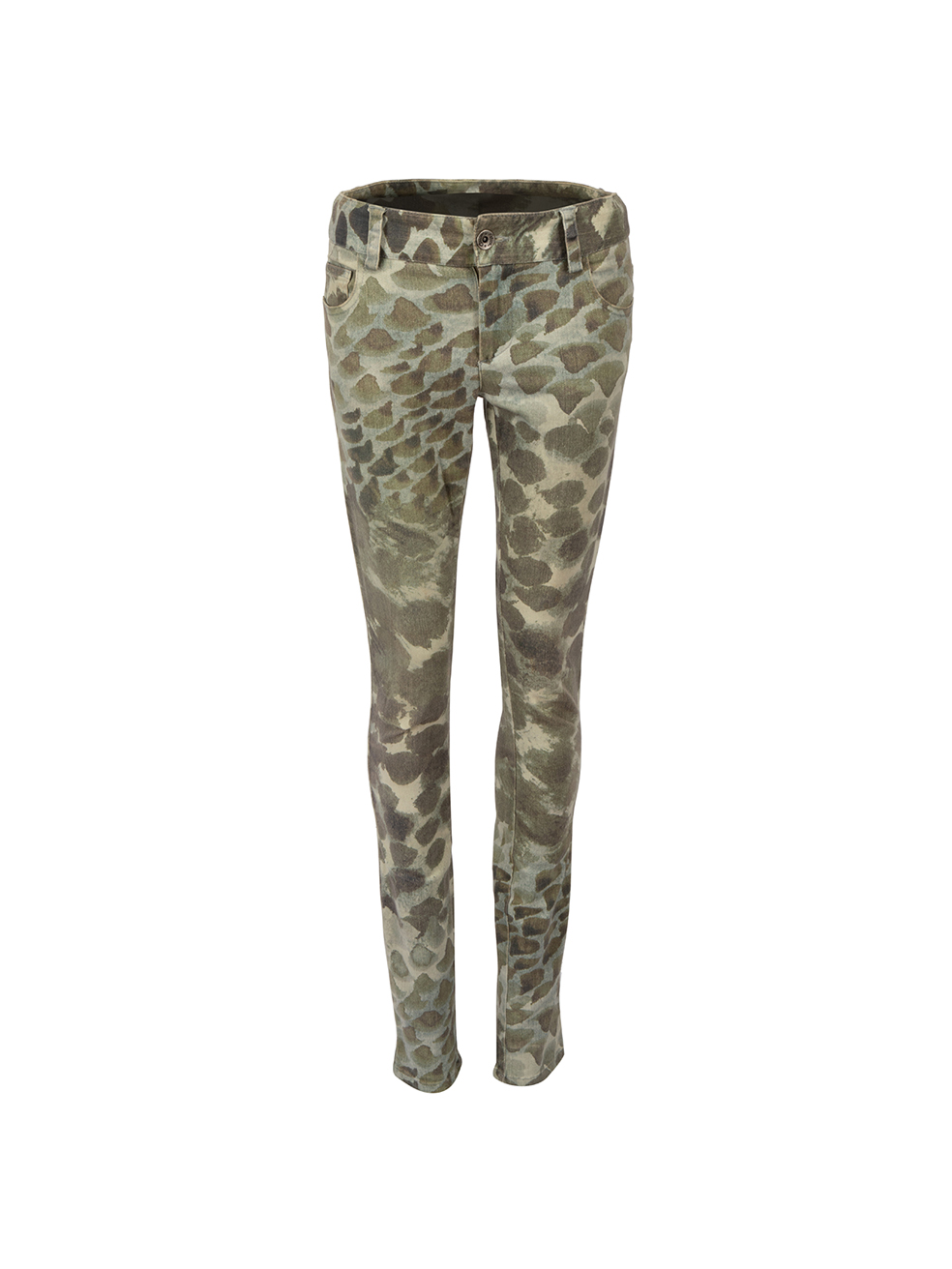 Alice + Olivia Khaki Denim Abstract Printed Skinny Jeans