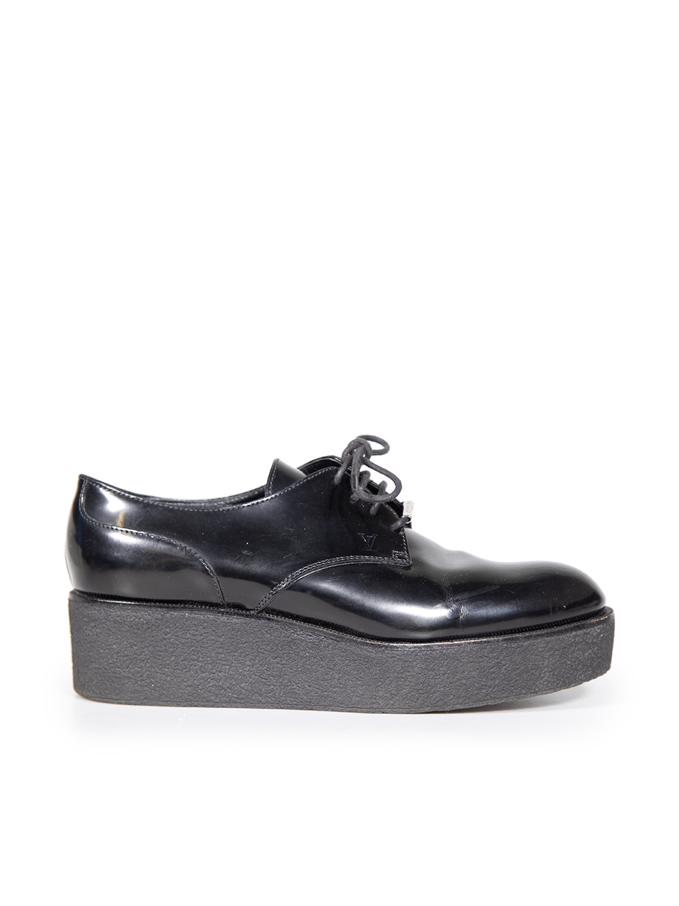 Louis Vuitton Pre-Owned Black Platform Leather Oxfords