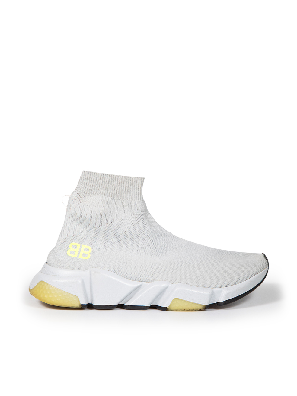 Balenciaga Pre-Owned Grey Knit High-Top Speed Trainers