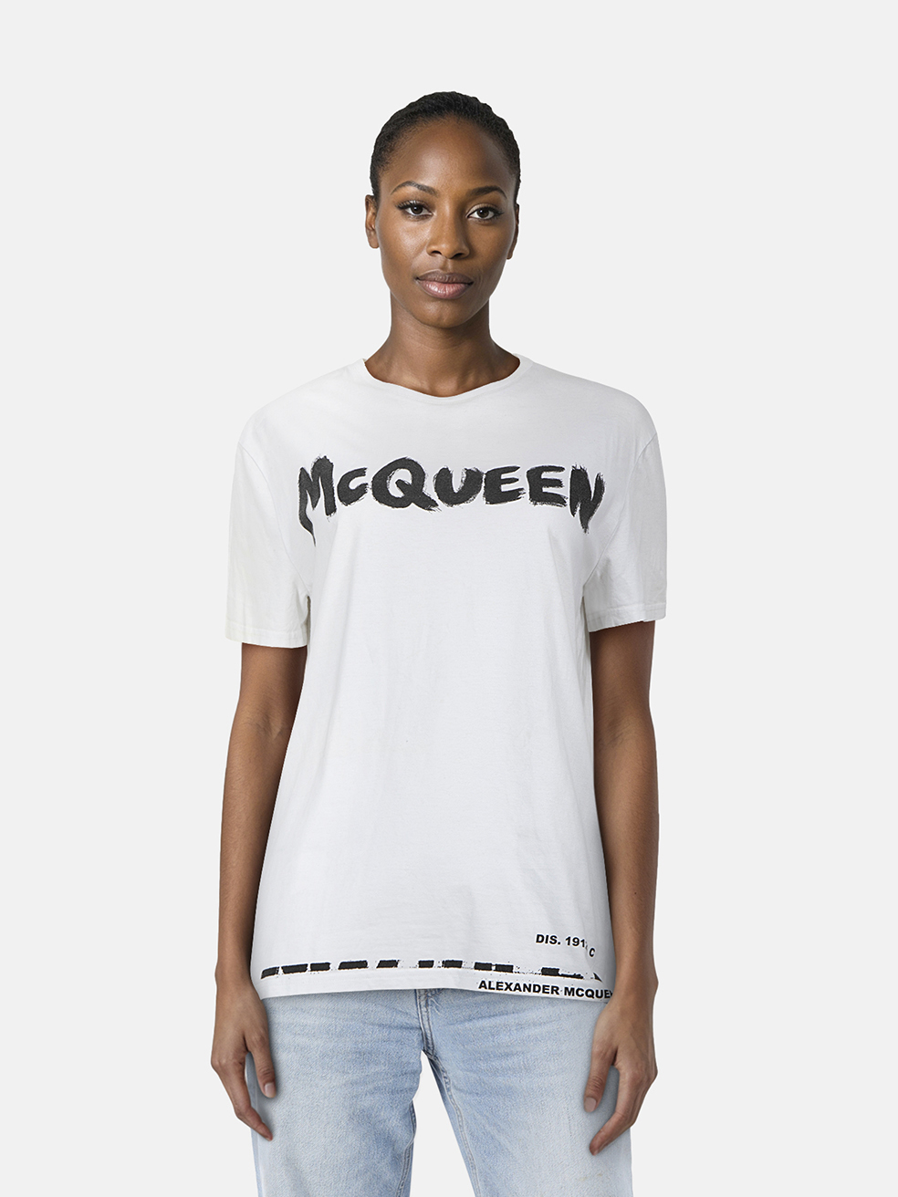 Alexander Mcqueen Women's White Graffiti Logo T-Shirt