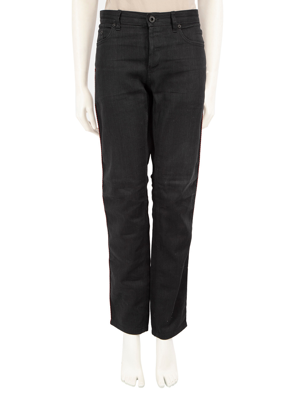 Burberry Pre-Owned Black Denim Red Trim Straight Jeans