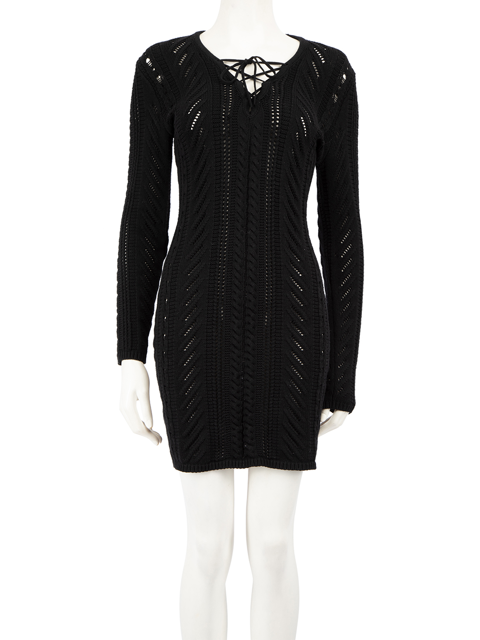 Dsquared2 Pre-Owned Black Lace-Up Front Knit Mini Dress