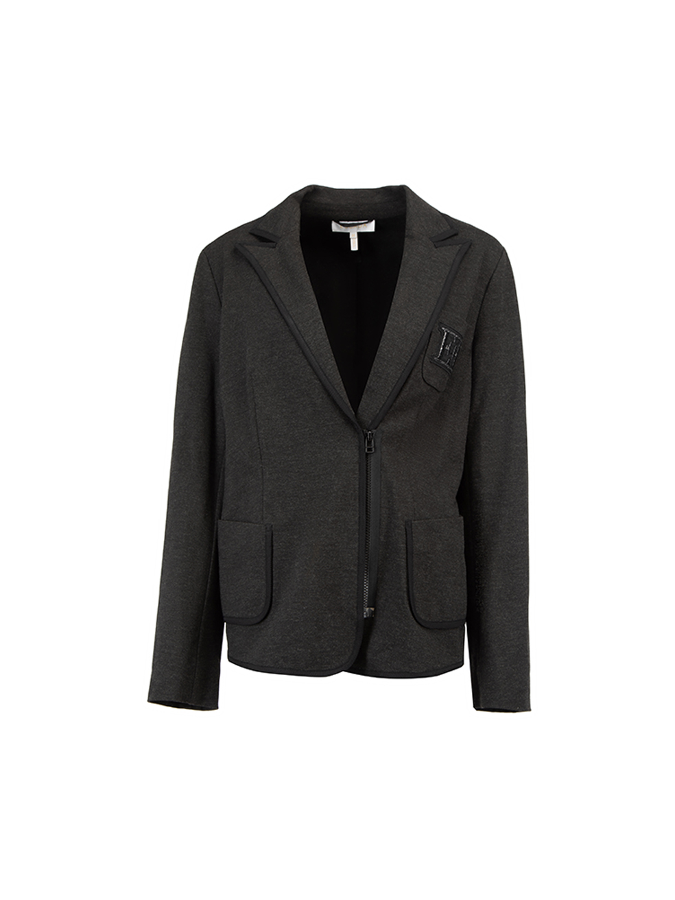 Escada Pre-Owned Grey Embellished Pocket Zip Up Blazer