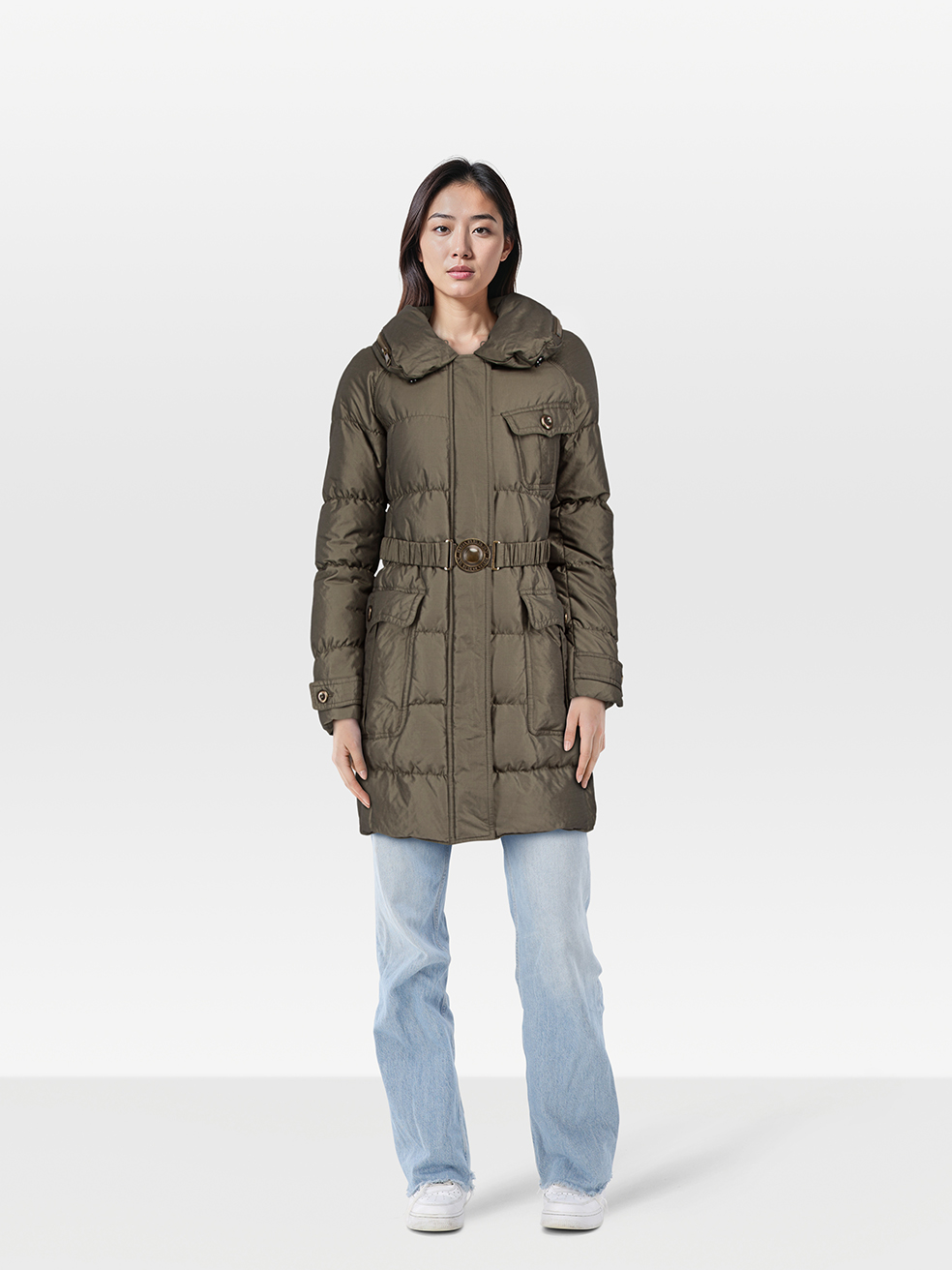 Burberry Pre-Owned Green Quilted Mid Length Puffer Coat