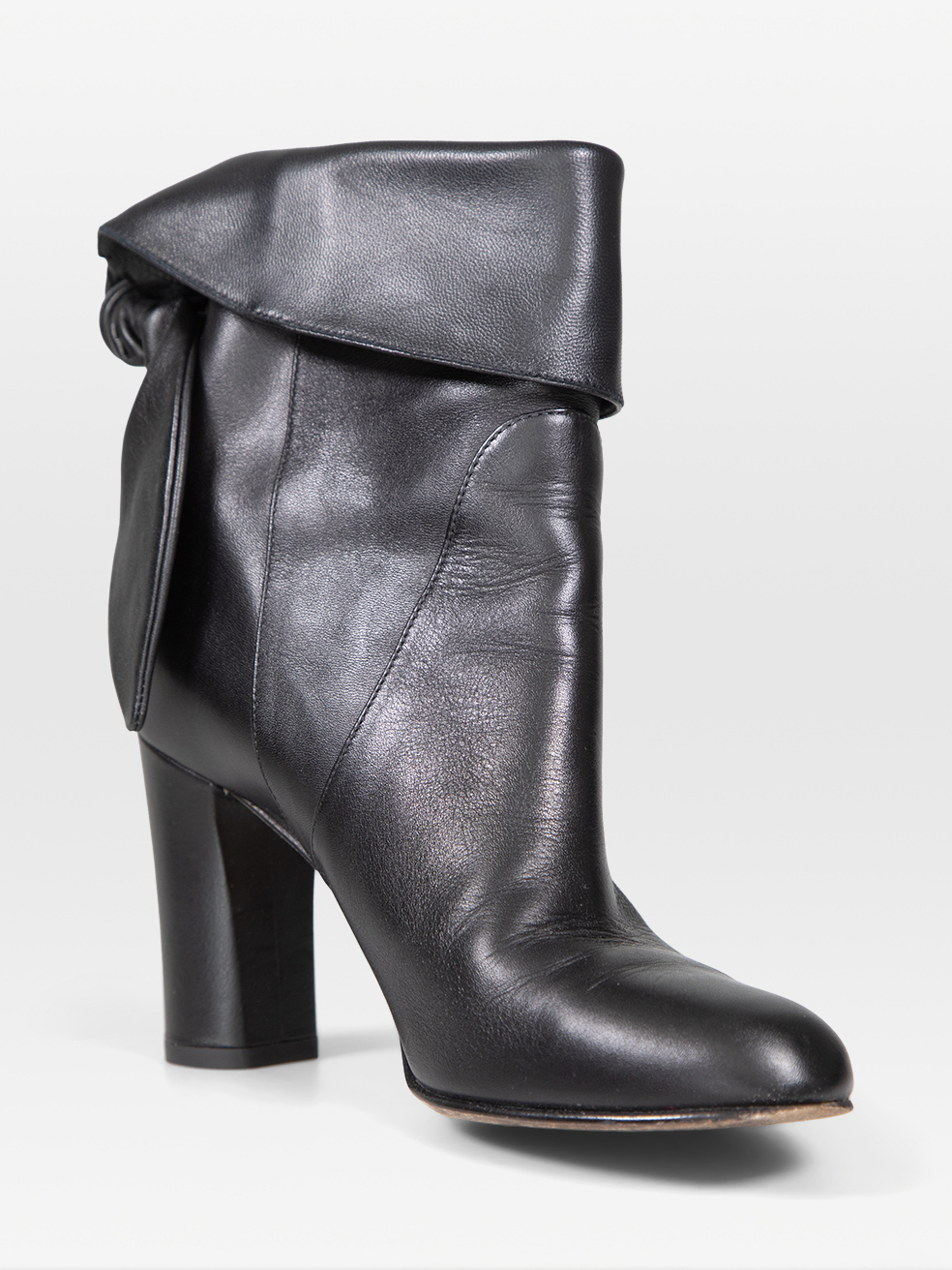 Jimmy Choo Pre-Owned Black Leather Knot Detail Heeled Boots