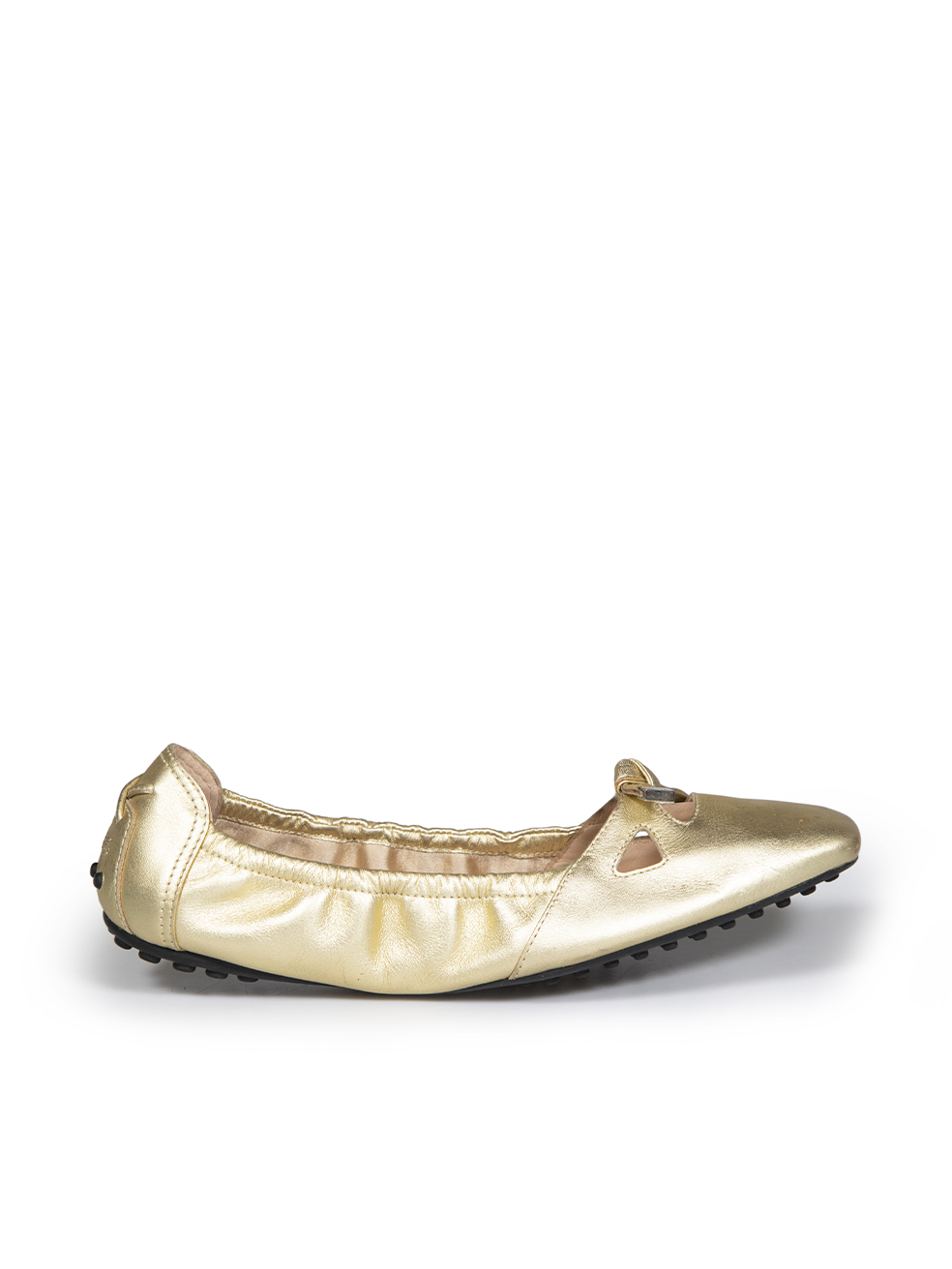 Tod's Pre-Owned Gold Leather Cut Out Driving Shoes