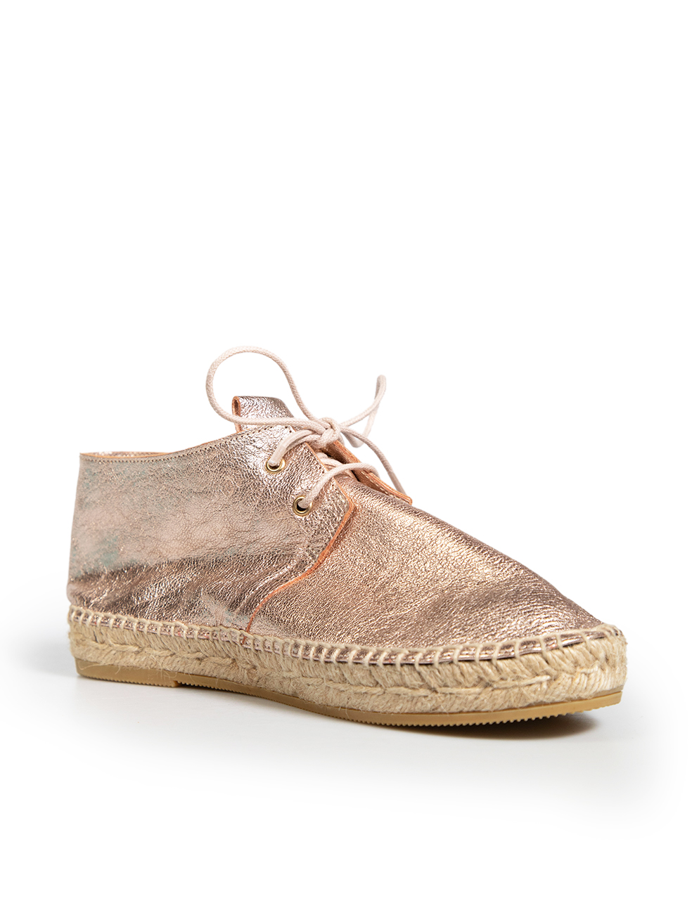 Clergerie Pink Metallic Leather Laced Espadrilles