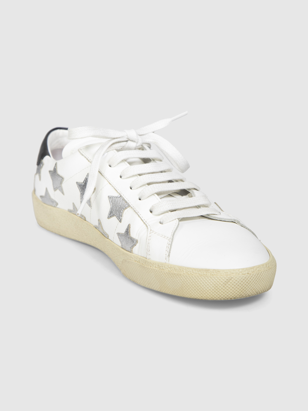 Saint Laurent White Leather Star Trainers