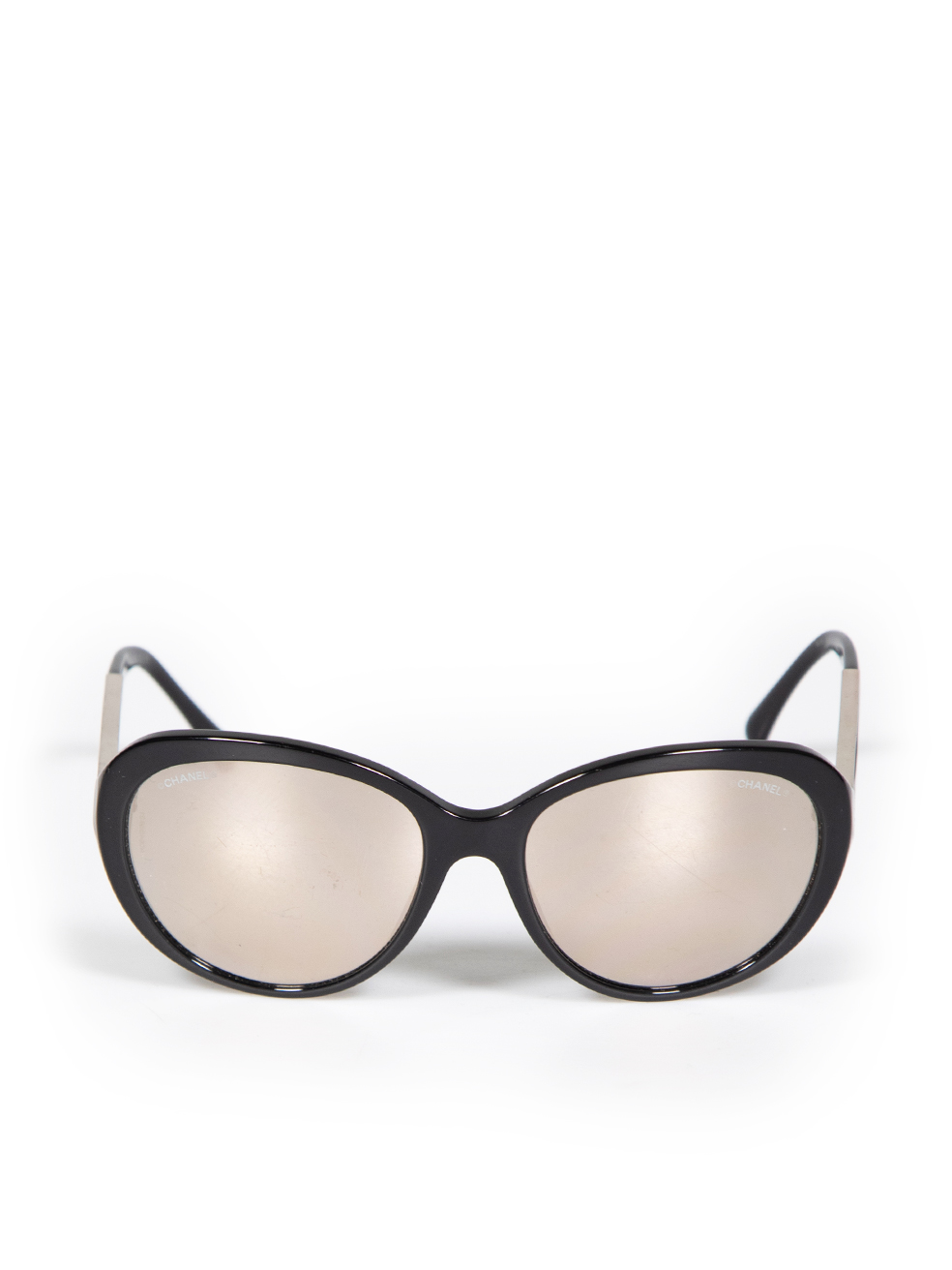 Chanel Pre-Owned Black Round Mirror Lenses Sunglasses