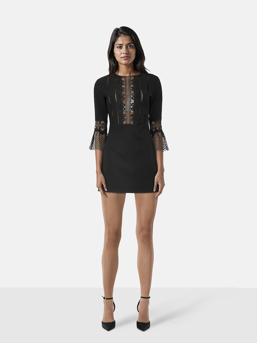 Self-Portrait Black Bell Sleeve Shift Dress