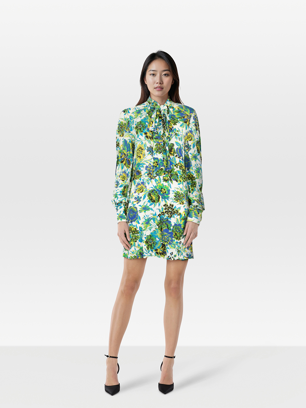 MSGM Pre-Owned Floral Print Mini Long Sleeve Dress