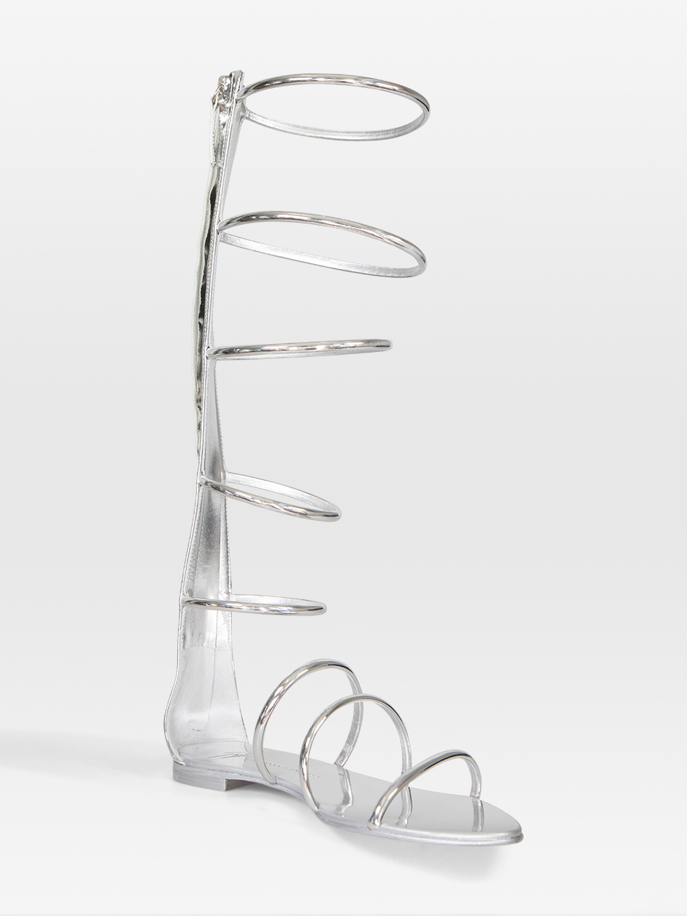 Giuseppe Zanotti Silver Patent Super Intriigo Sandals
