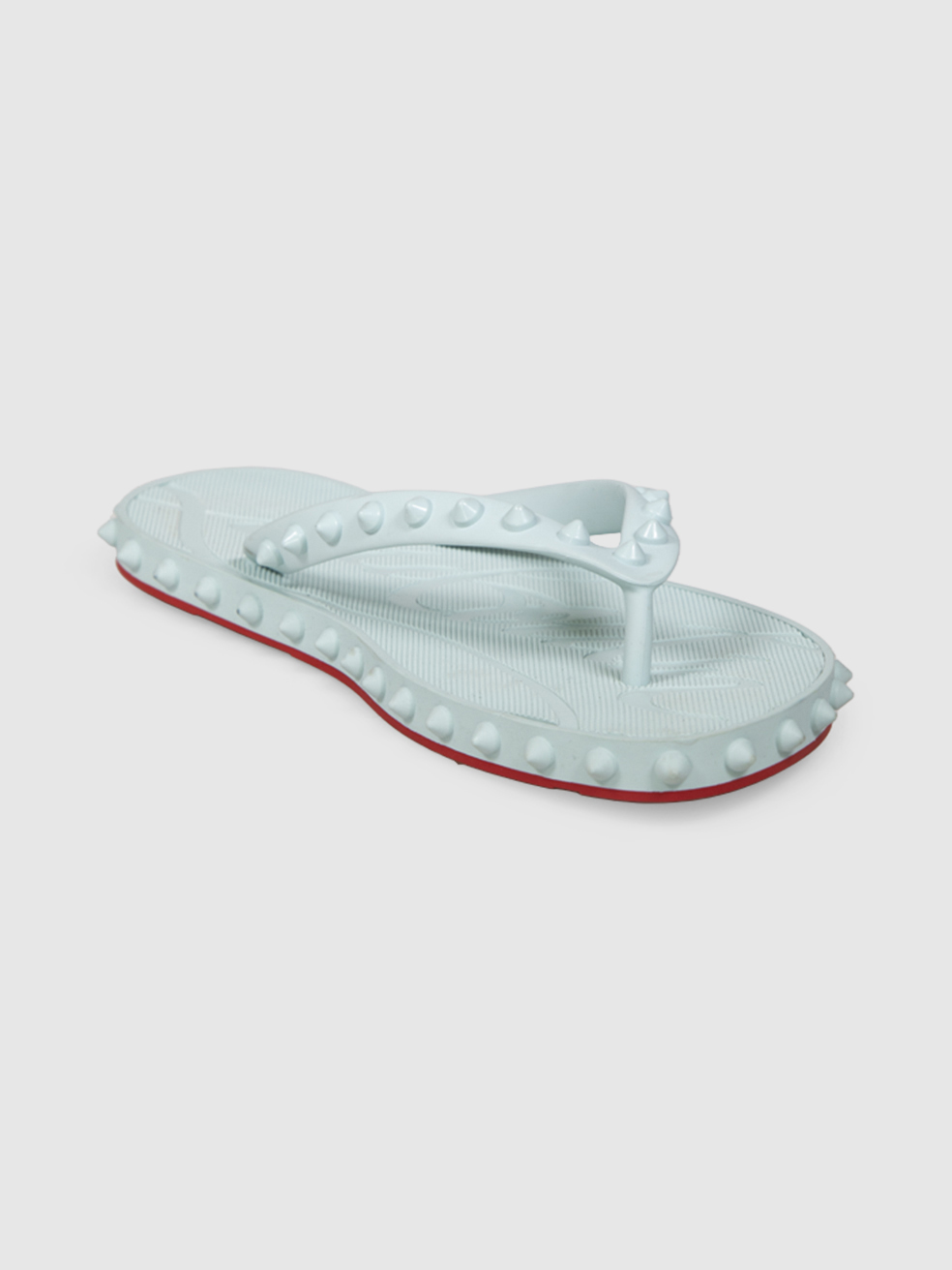 Christian Louboutin Blue Studded Rubber Super Loubi Flip Flops