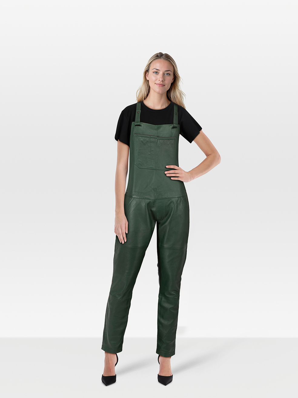 Zadig & Voltaire Pre-Owned Green Leather Slim Leg Dungarees