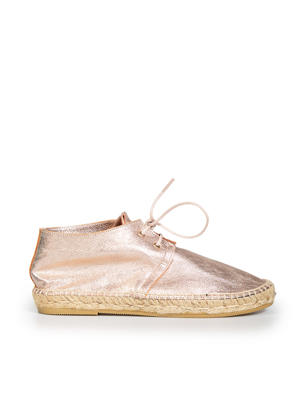 Clergerie Pre-Owned Pink Metallic Leather Laced Espadrilles