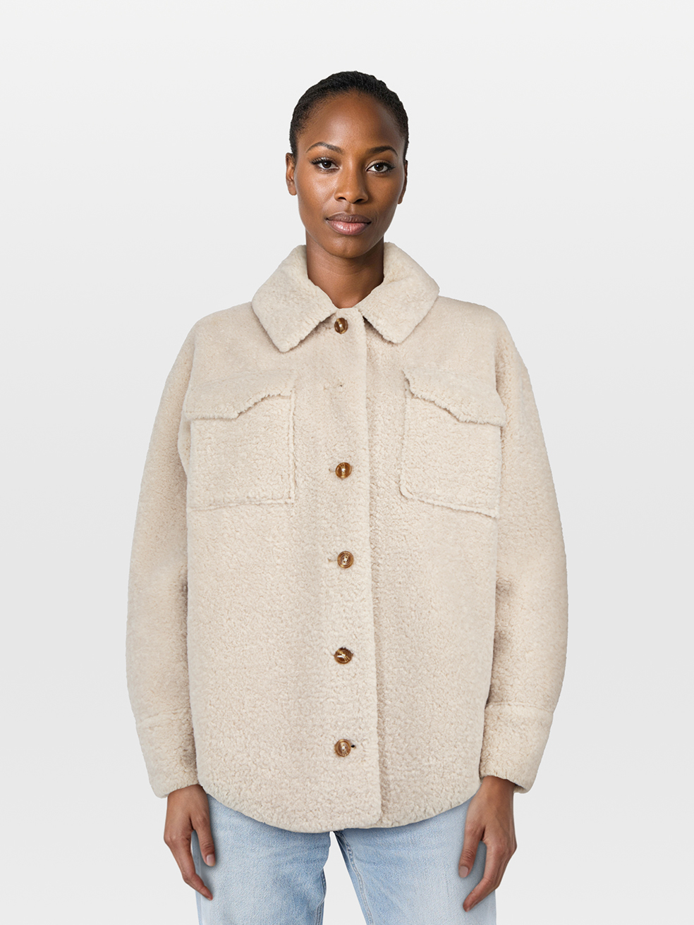 Maje Pre-Owned Ecru Teddy Oversized Jacket
