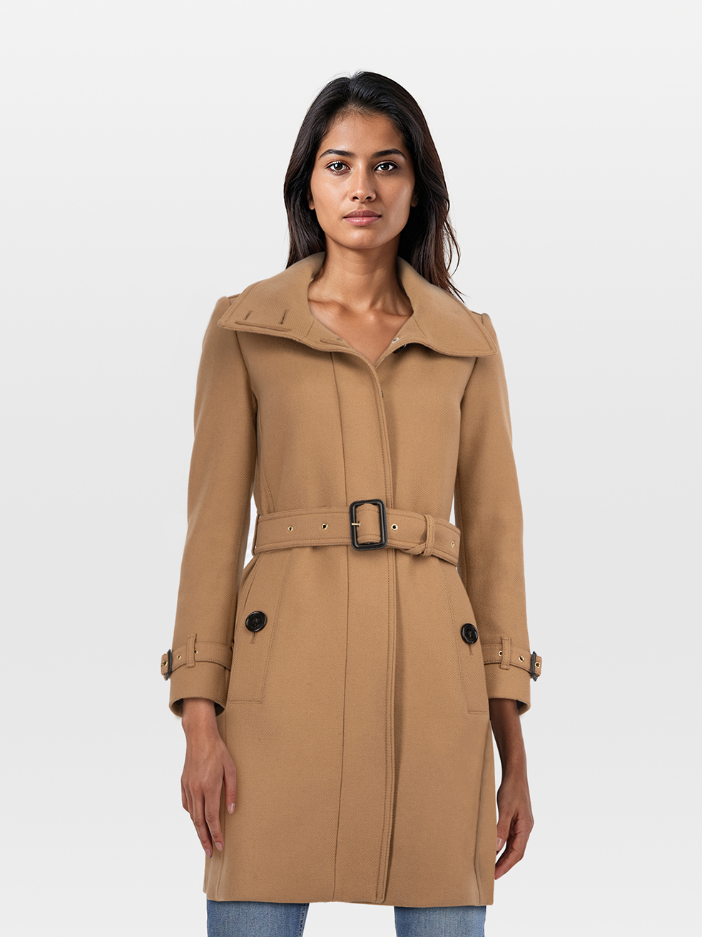 Burberry Pre-Owned Brown Wool Single Breasted Belted Coat