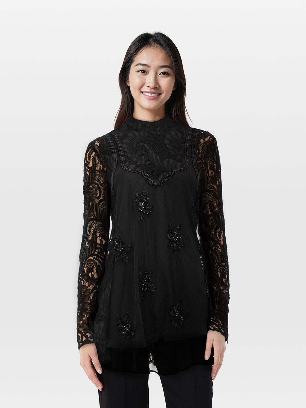 Stella McCartney Pre-Owned Black Lace Beaded Blouse