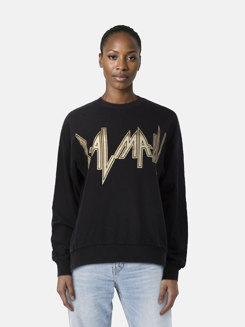 Balmain Women's Black Logo Print Sweatshirt