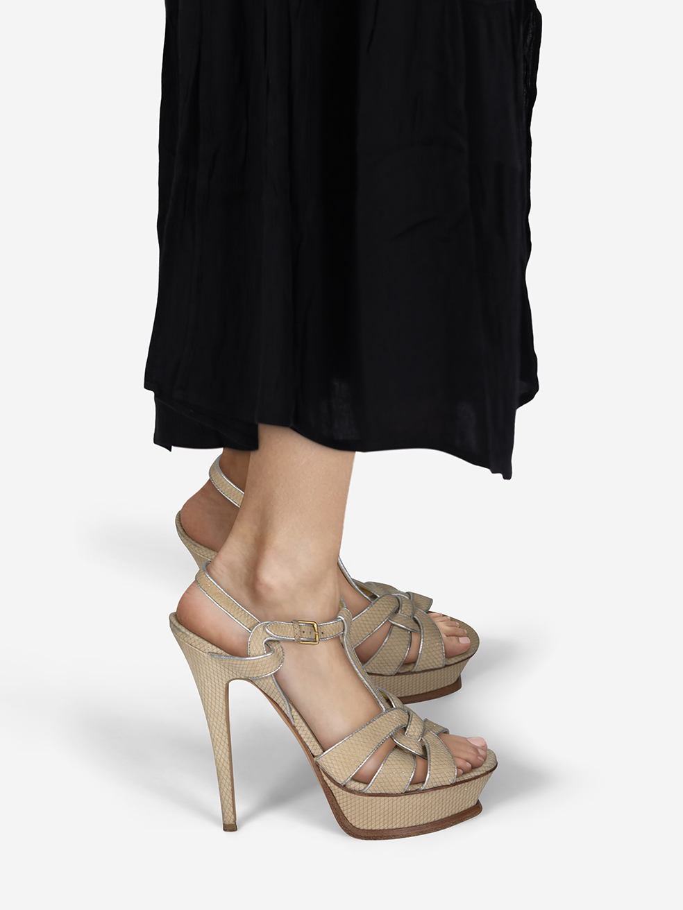 Saint Laurent Pre-Owned Gold Suede Tribute Sandals