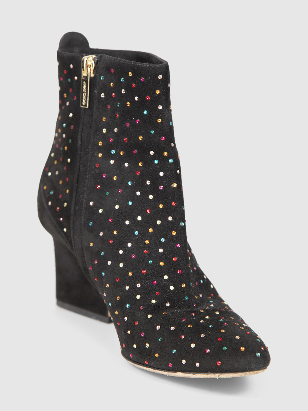 Jimmy Choo Black Suede Crystal Embellished Boots