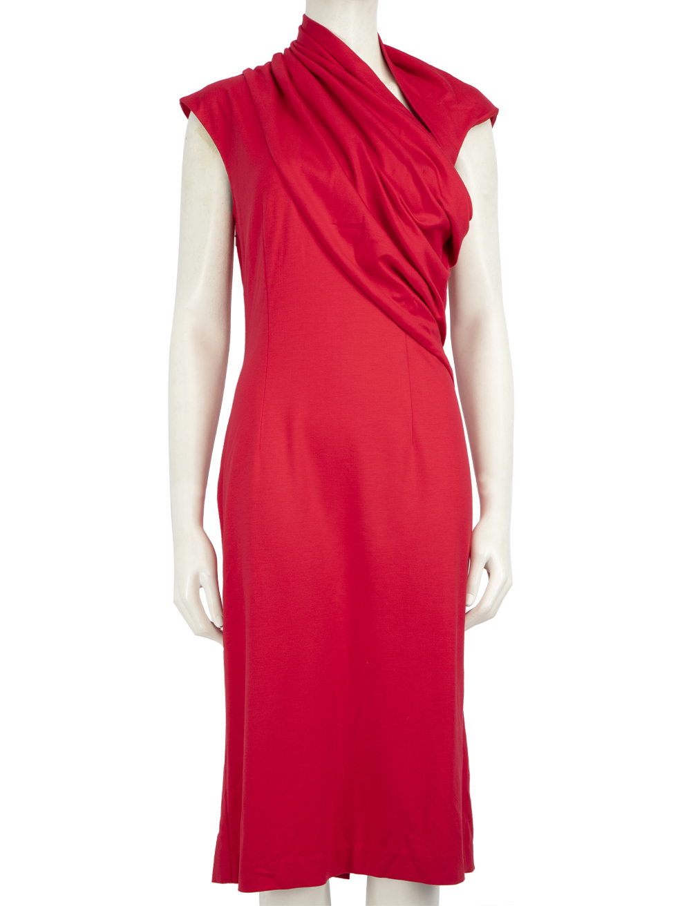 Oscar de la Renta Pre-Owned Red Draped Detail Midi Dress