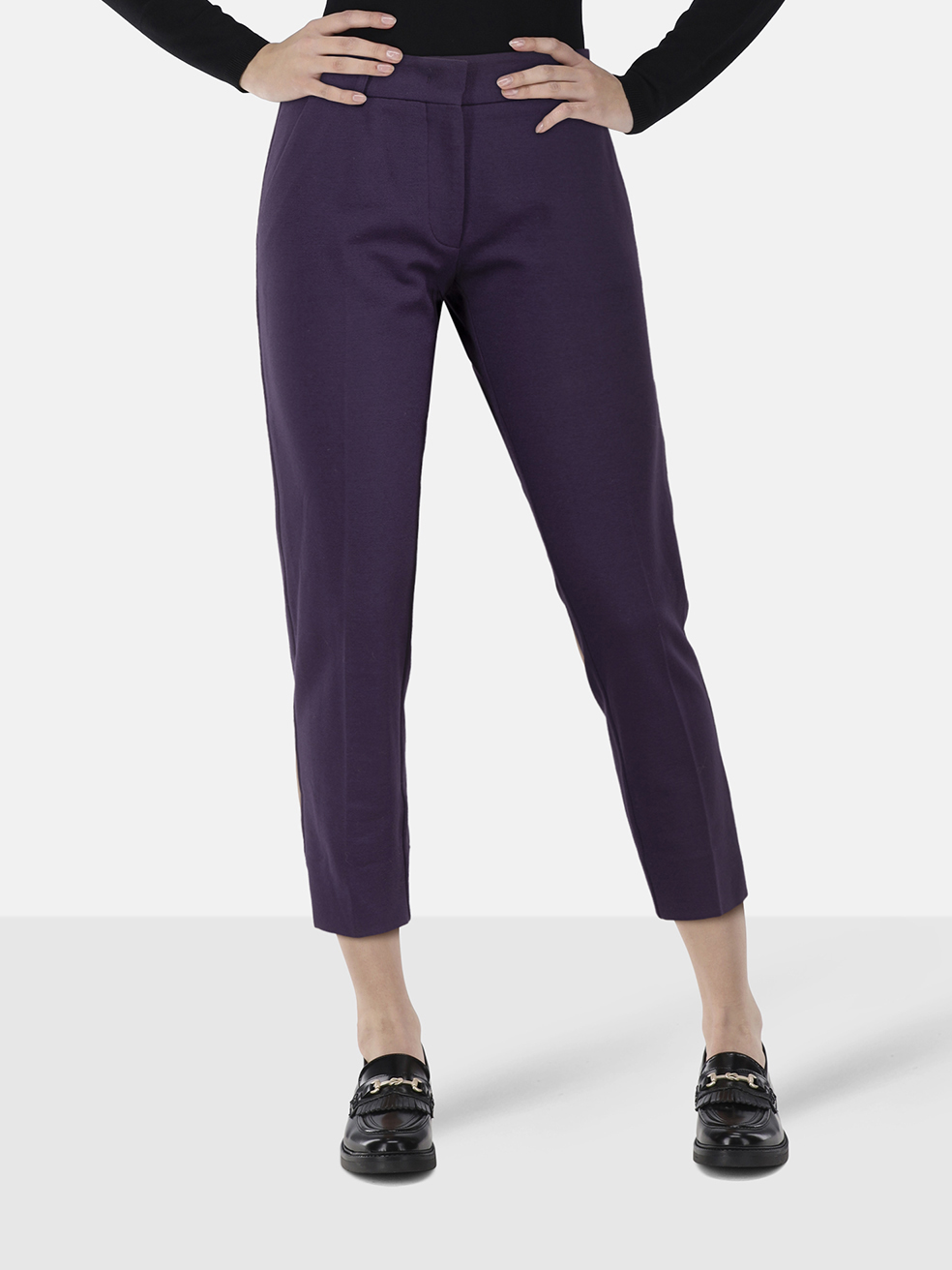 Etro Purple Mid Rise Slim Trousers
