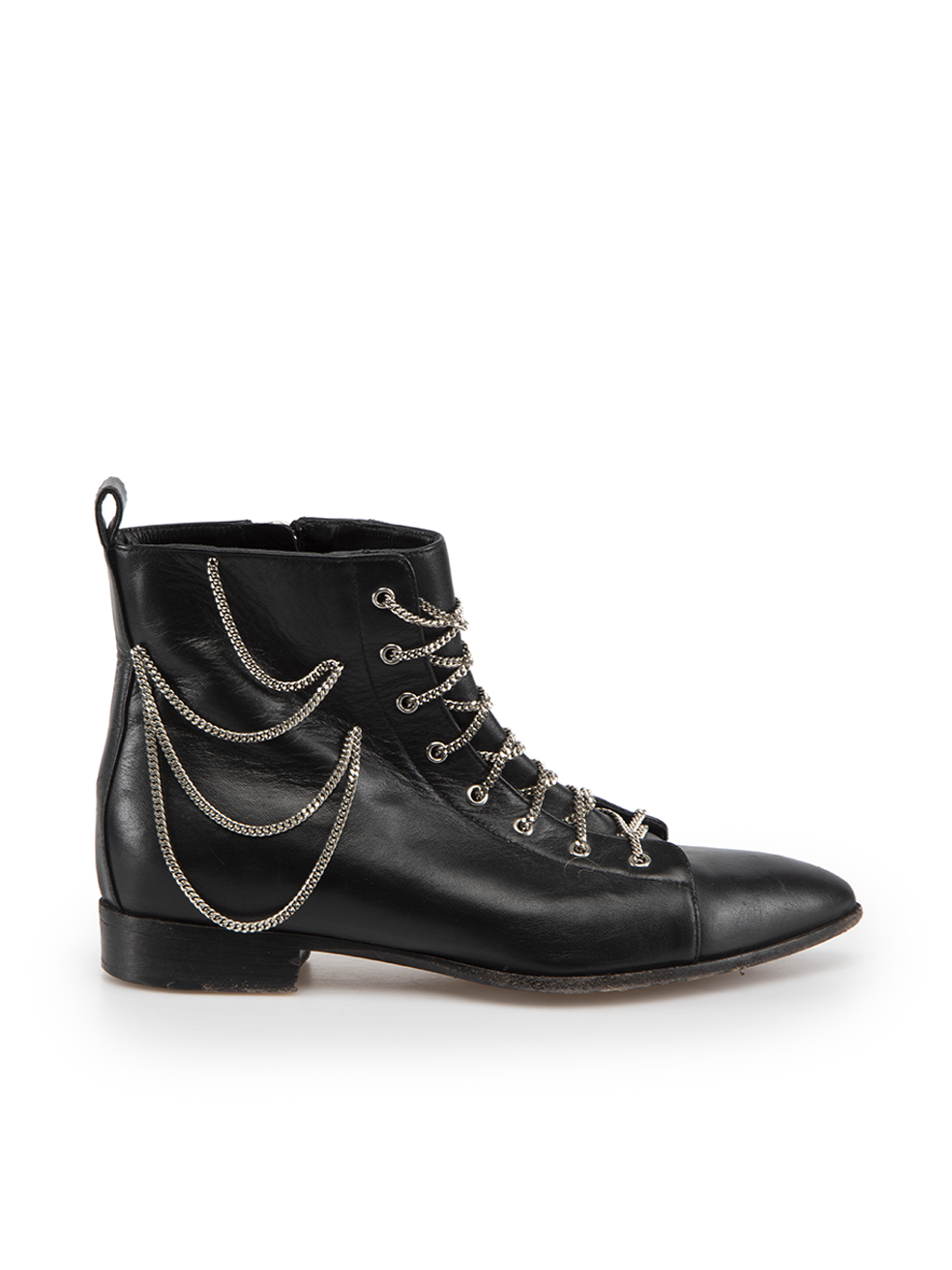 Giuseppe Zanotti Pre-Owned Black Leather Chain Ankle Boots