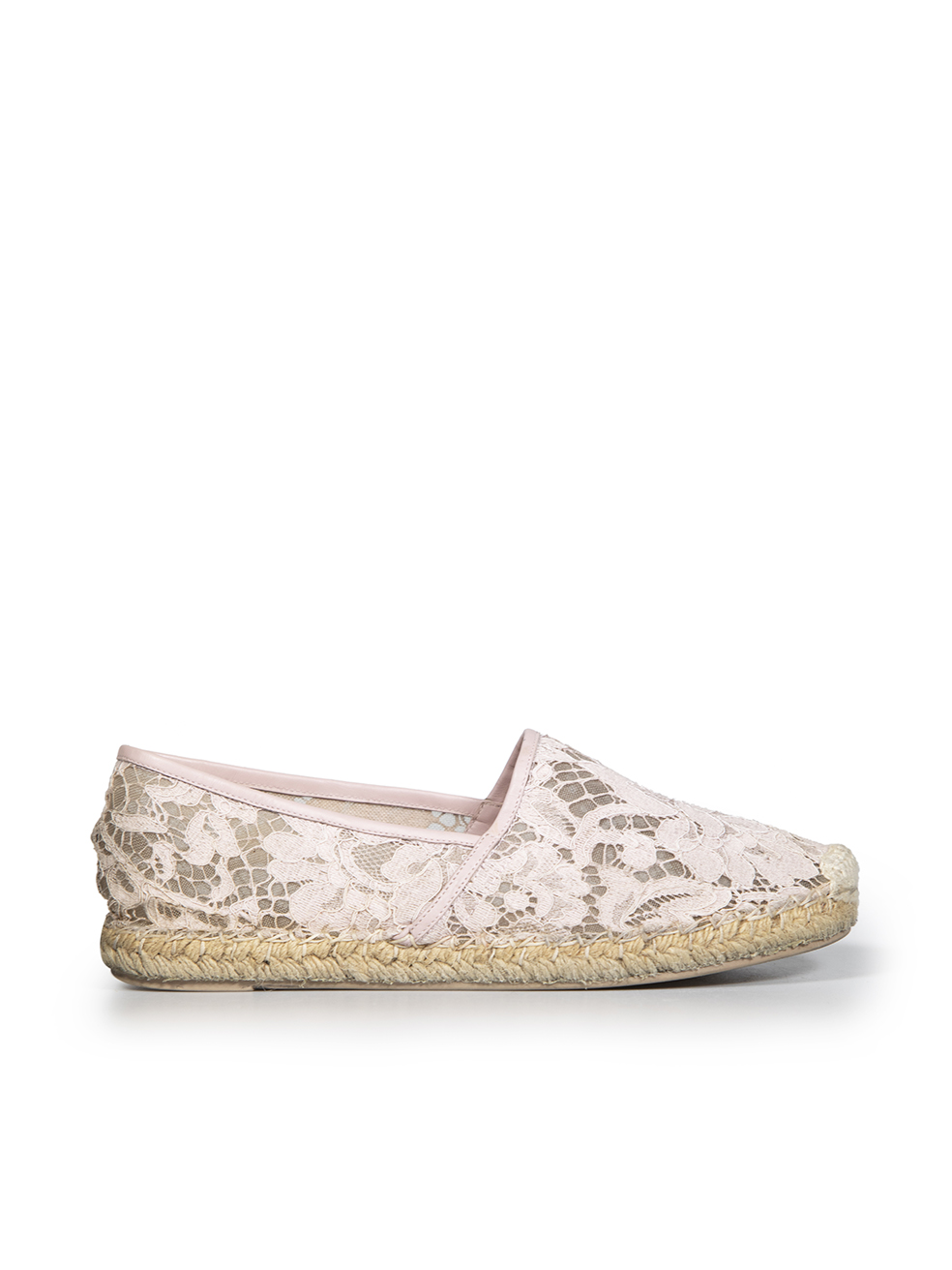 Valentino Garavani Pre-Owned Pink Lace Slip On Espadrilles