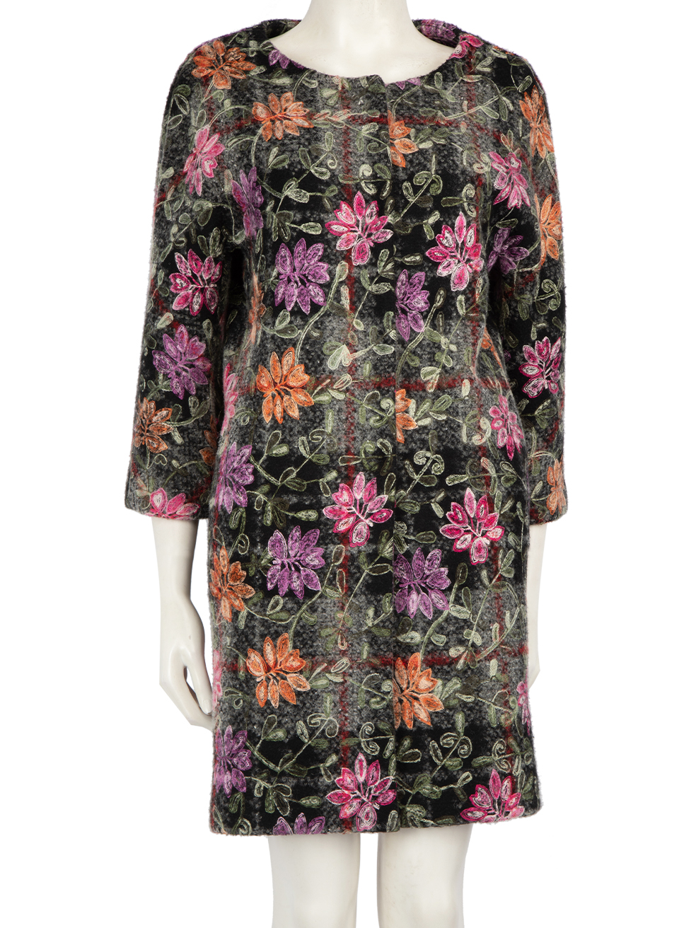 Herno Pre-Owned Floral Embroidered Mid Length Coat