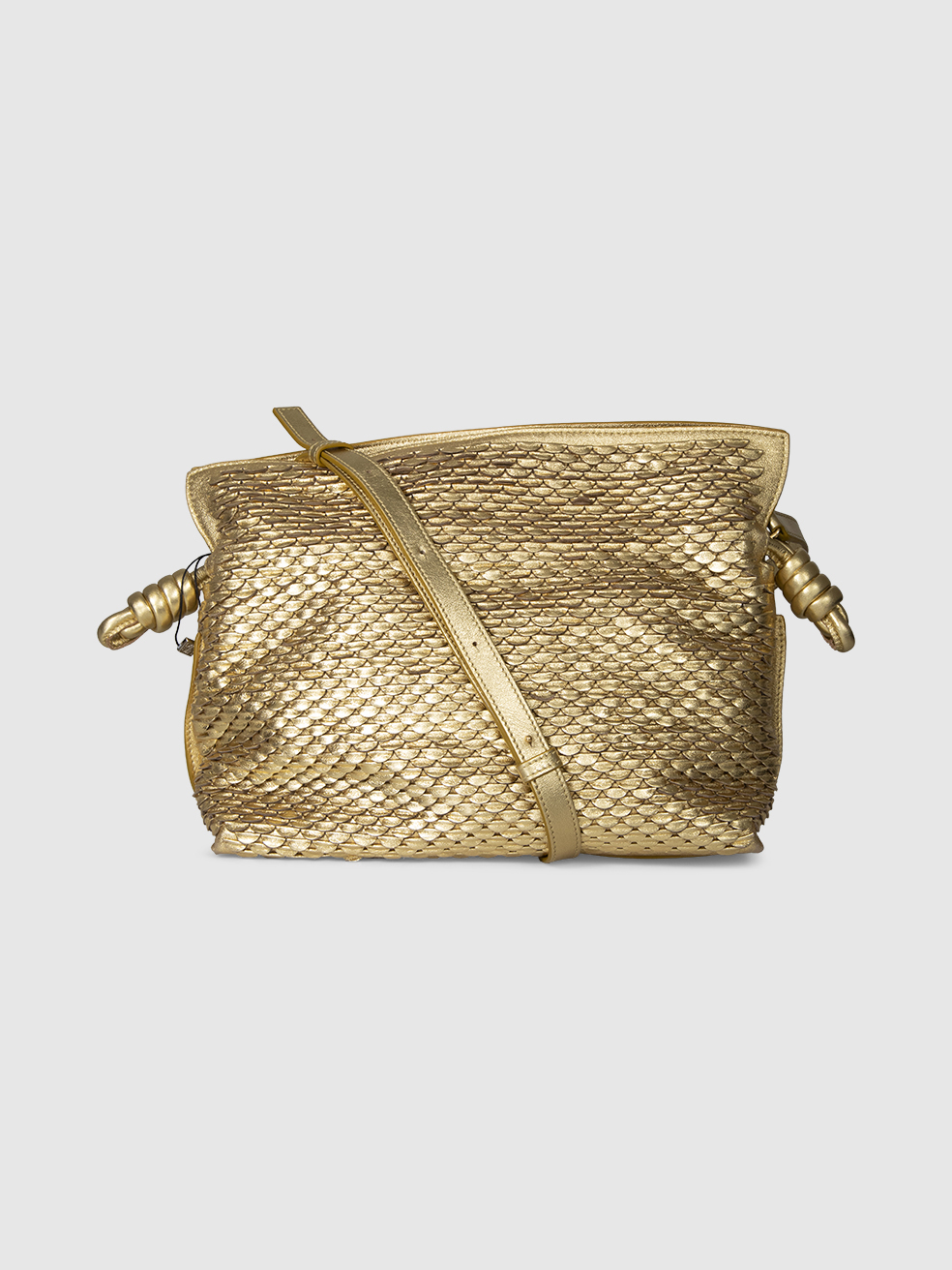 Loewe Gold Leather Scales Medium Flamenco Clutch