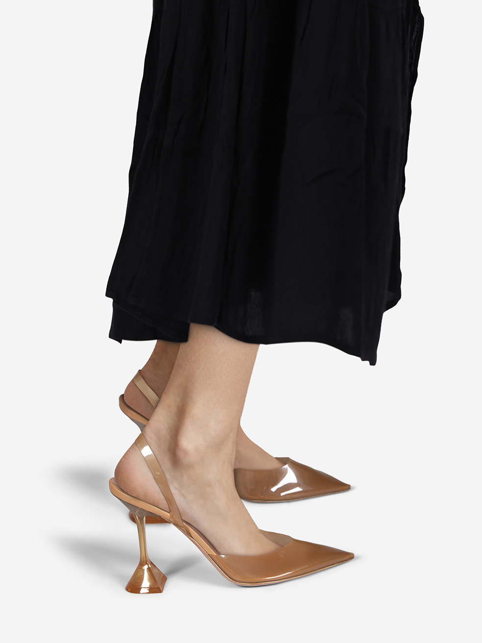 Amina Muaddi Brown PVC Holli Heels