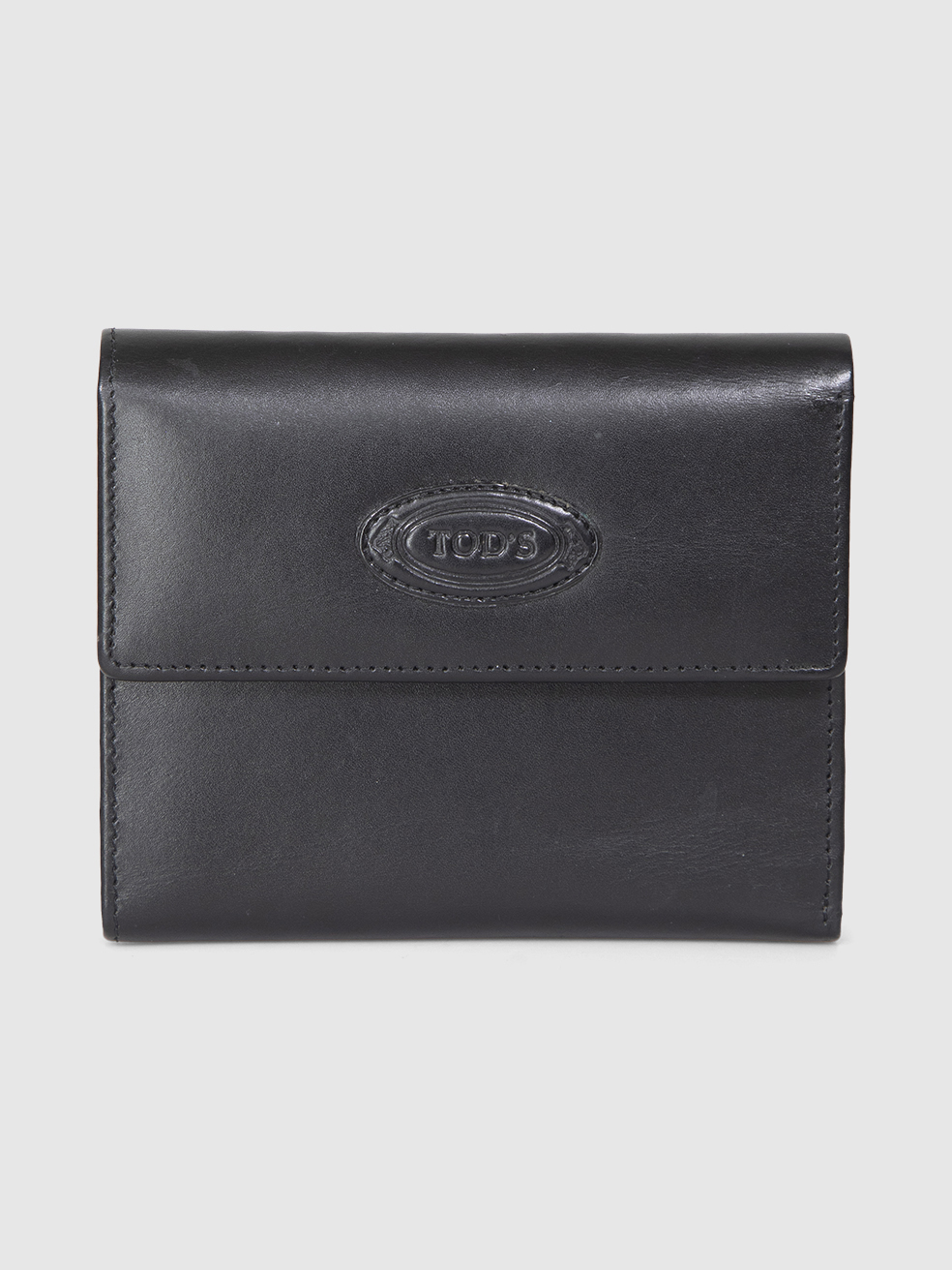 Tod's Black Leather Tri Fold Wallet