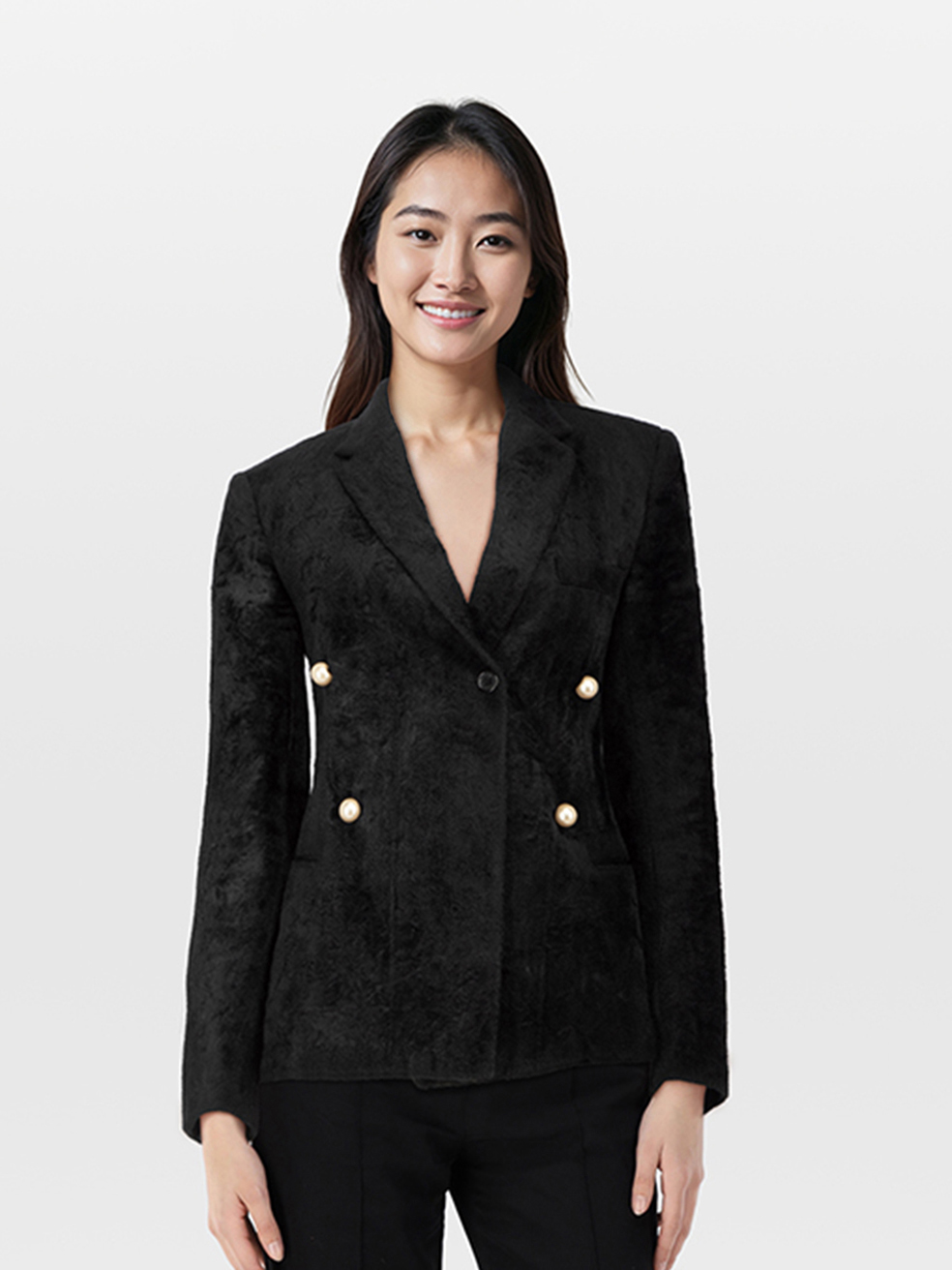 Céline Pre-Owned Black Faux Fur Pearl Detail Blazer