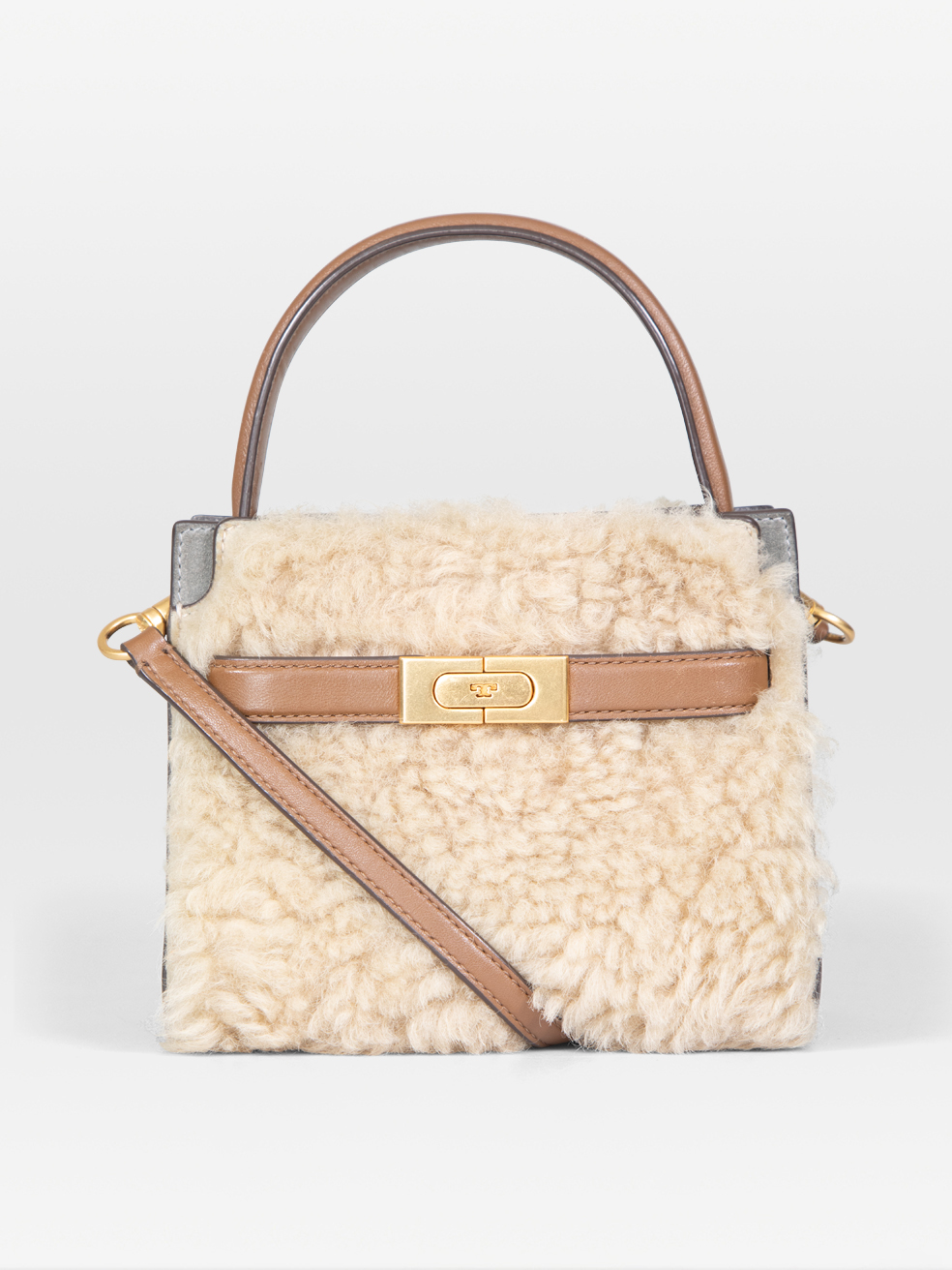 Tory Burch Pre-Owned Beige Shearling Radziwill Petite Double Bag