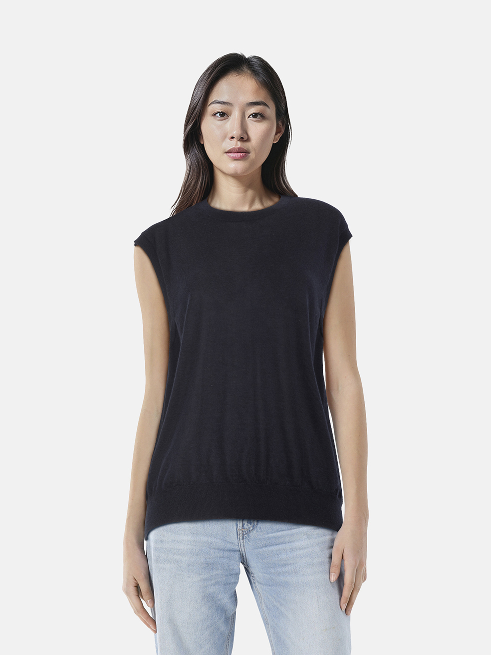 The Row Navy Cashmere Vest Top