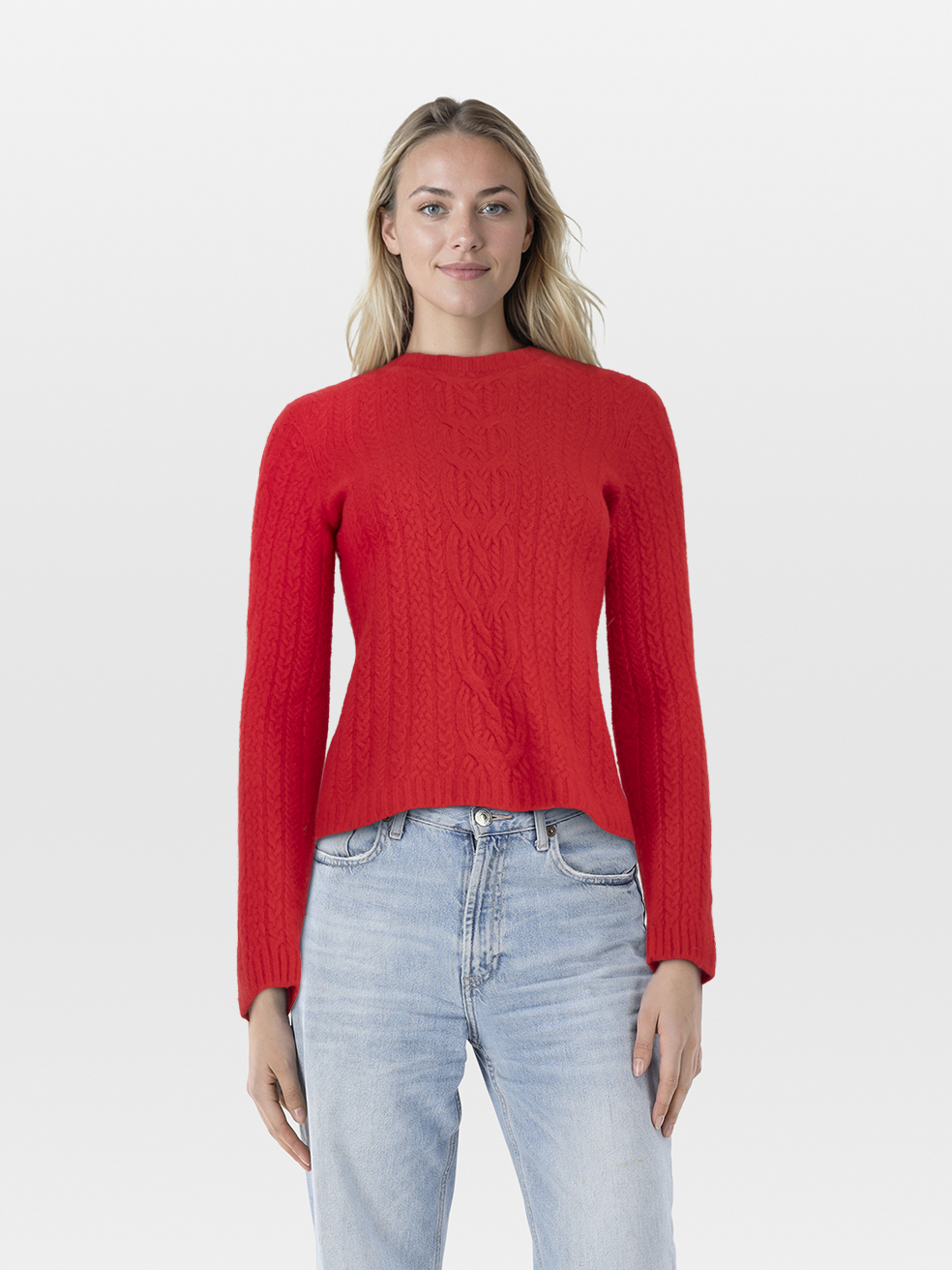 The Row Pre-Owned Red Merino Cable Knit Jumper