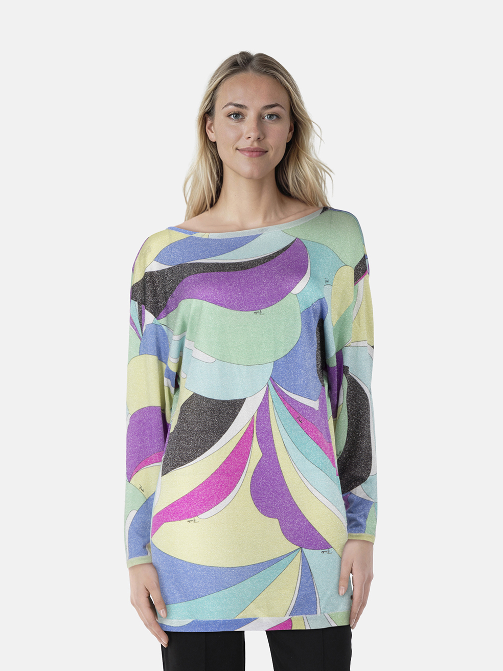 Emilio Pucci Metallic Abstract Tunic Top